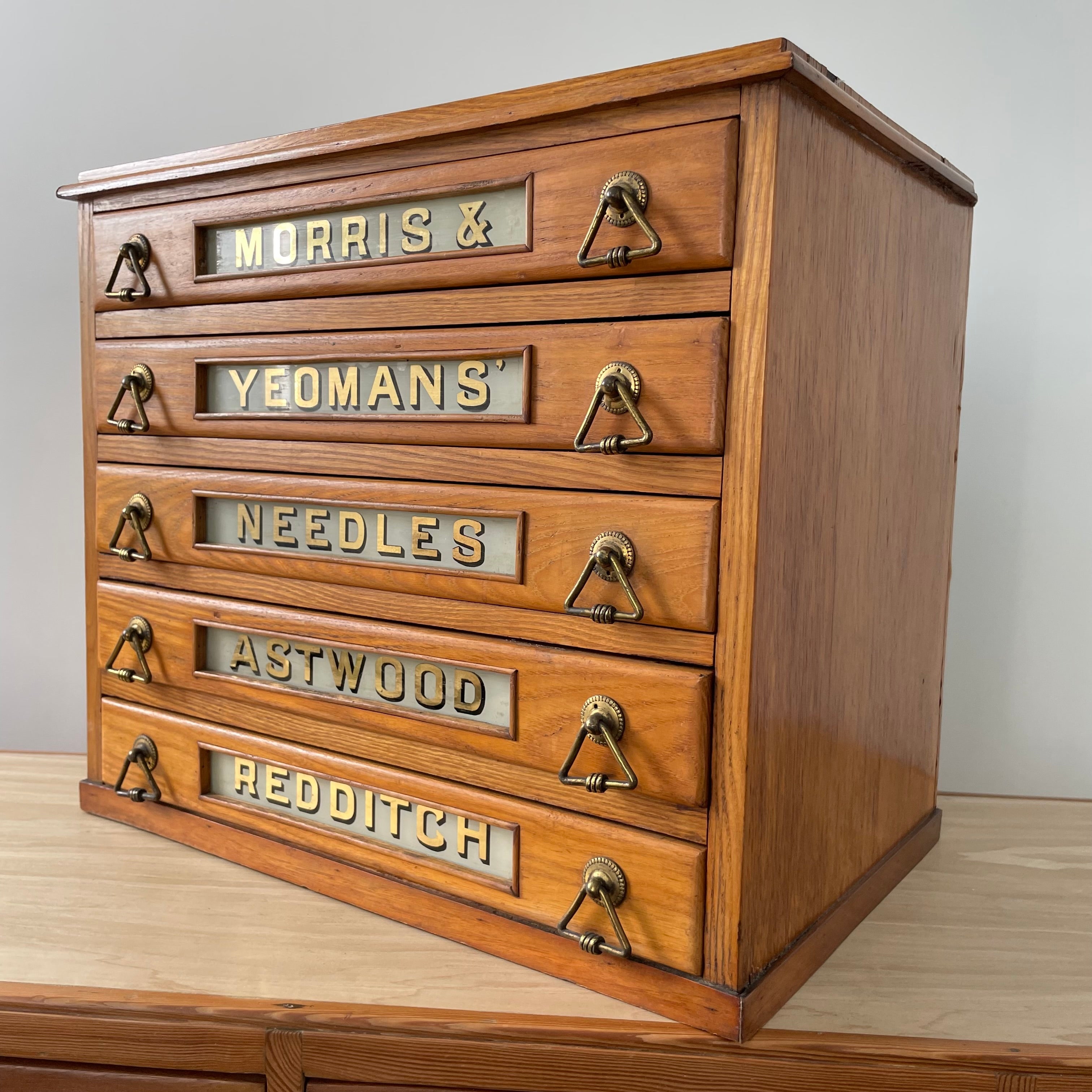 Antique Morris & Yeomans Needle Haberdashery Cabinet