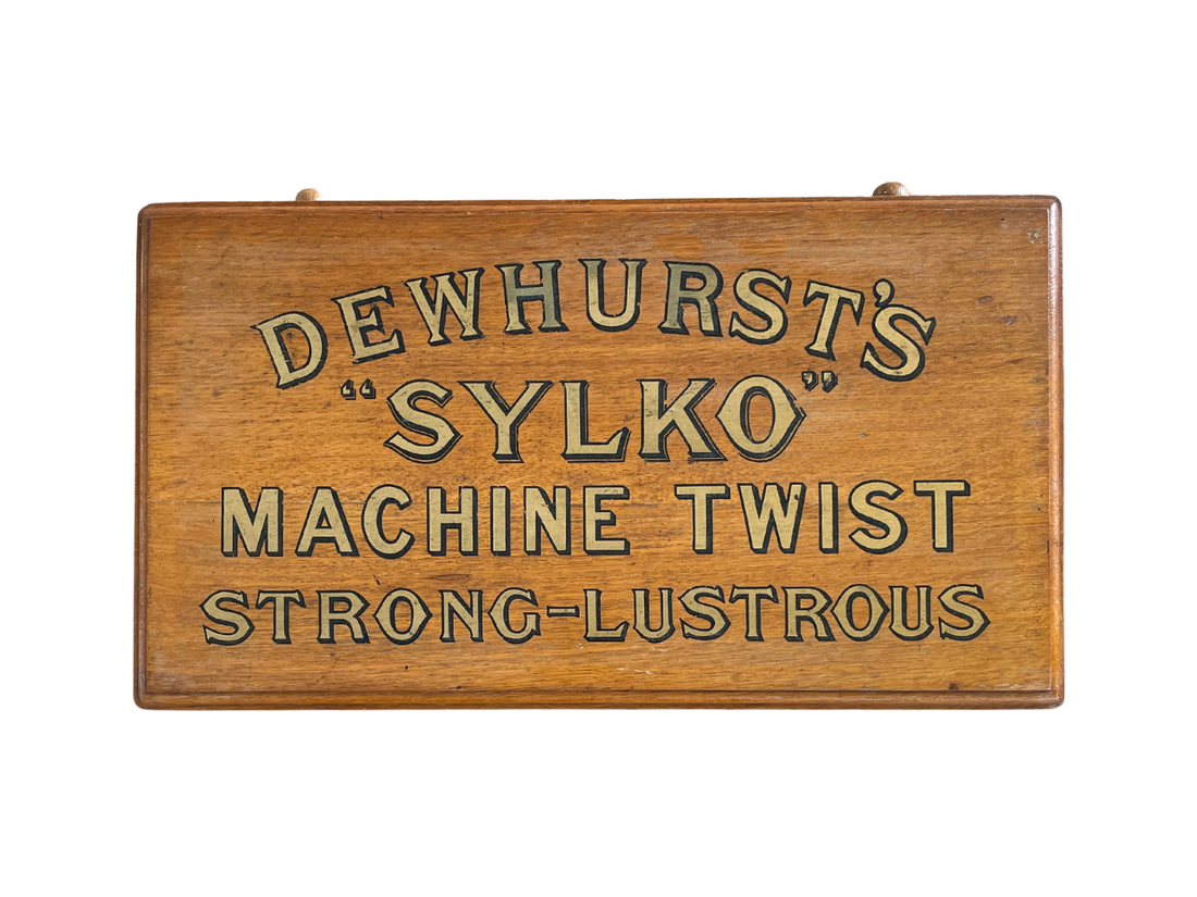 Antique Sylko Dewhursts Shop Sewing Display Cotton Bobbin Box