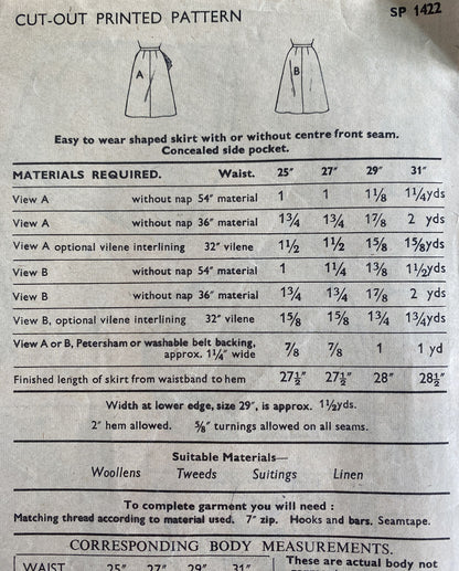Style 1422 Womens Waist 25” Skirt