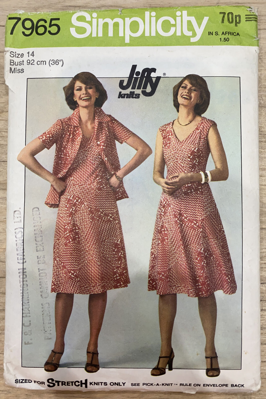 Vintage Sewing Pattern Size 14 Dress Jacket Simplicity 7965