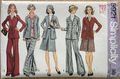 Simplicity 5921 Womens Size 12 Jacket Skirt Trousers