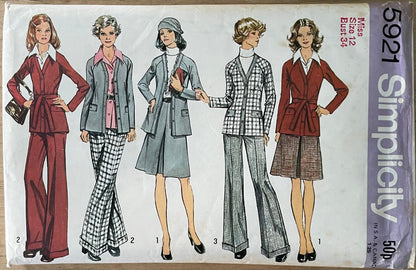 Simplicity 5921 Womens Size 12 Jacket Skirt Trousers