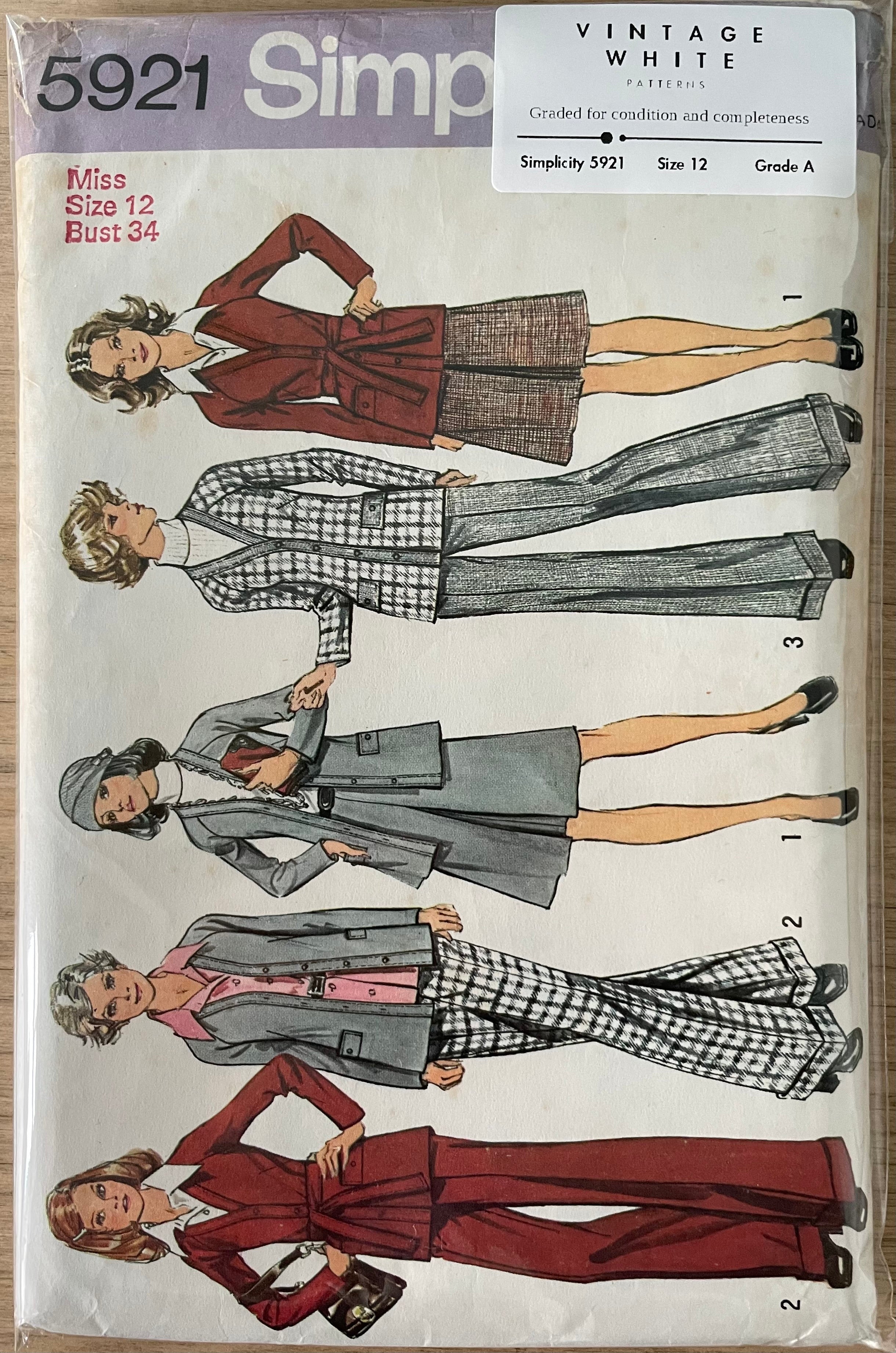 Simplicity 5921 Womens Size 12 Jacket Skirt Trousers