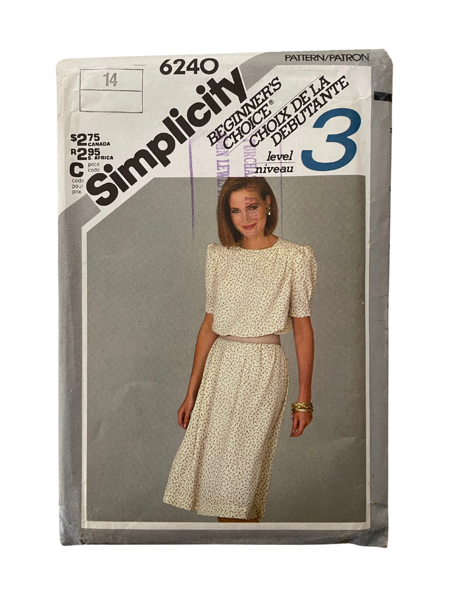 Simplicity 6240 Womens Size 14 Dress FF