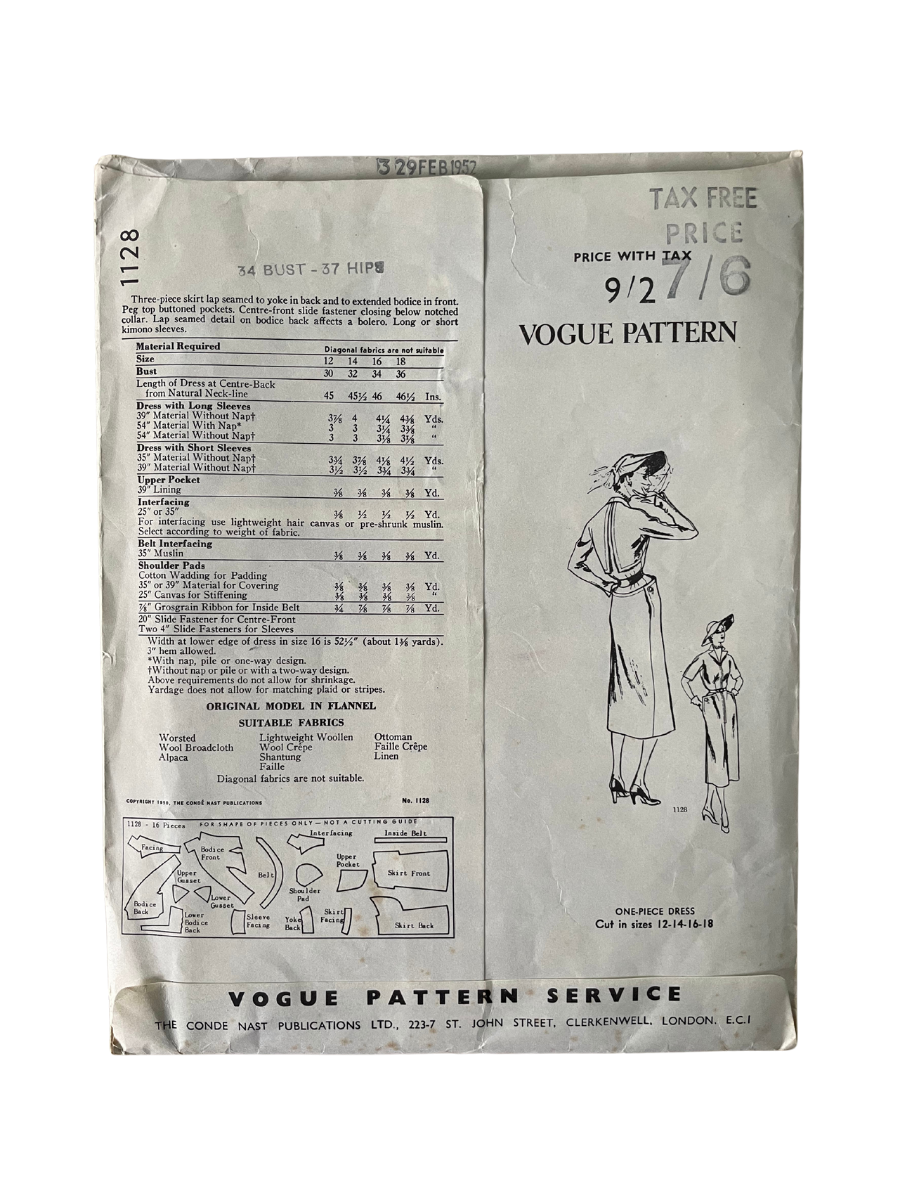 Vogue 1128 Womens Size 10 Dress FF