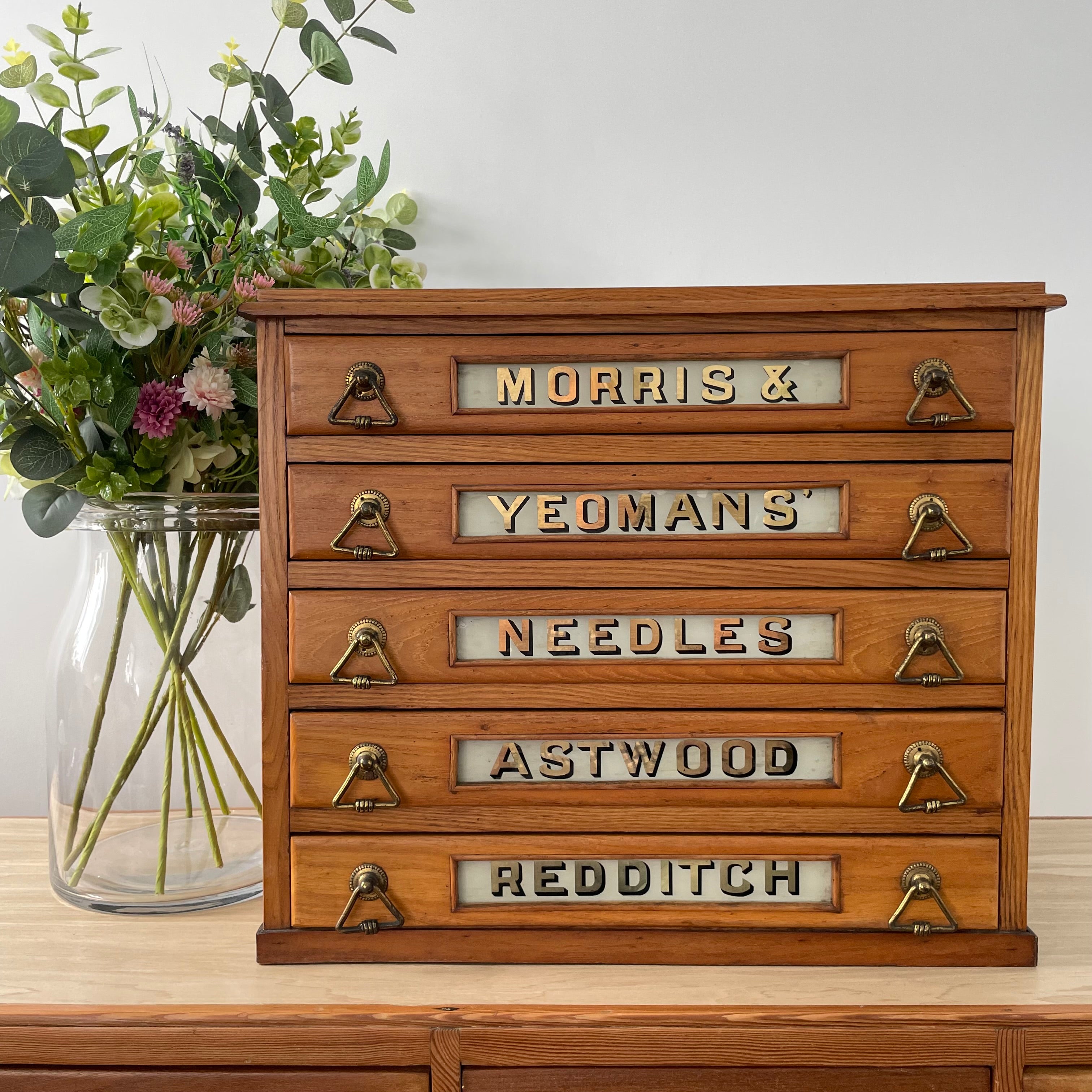 Antique Morris &amp; Yeomans Needle Haberdashery Cabinet