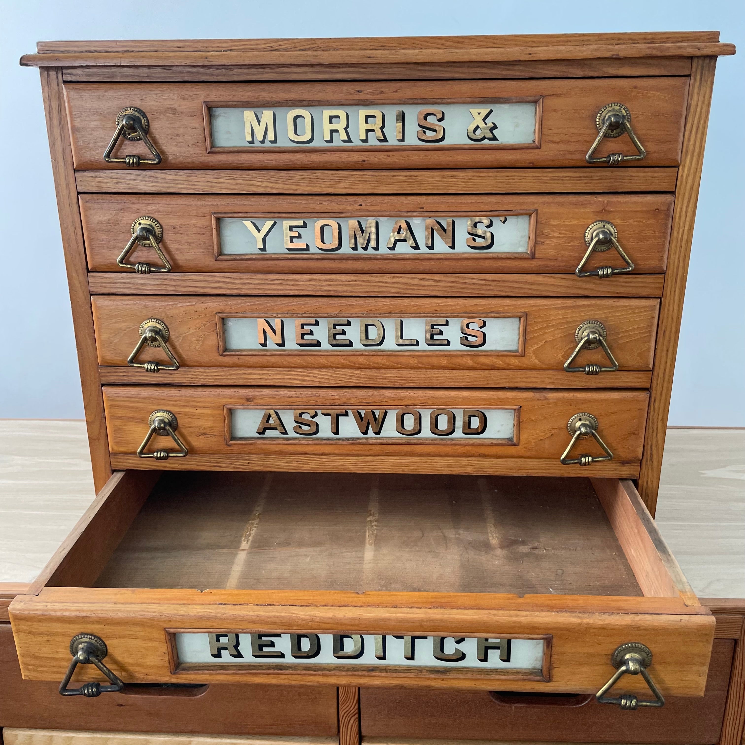 Antique Morris &amp; Yeomans Needle Haberdashery Cabinet