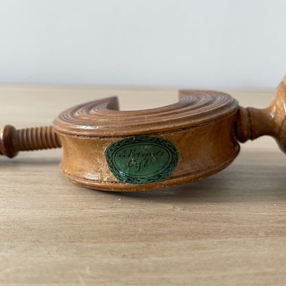 Victorian Tunbridgeware Sewing Clamp with Bowl Pin Cushion – “A Friend’s Gift” Label, c.19th Century