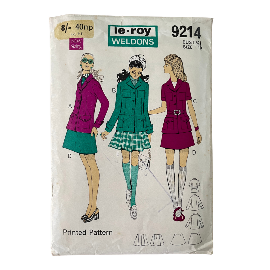 Le-Roy Weldon 9214 Womens Size 8 UK Jacket Skirt