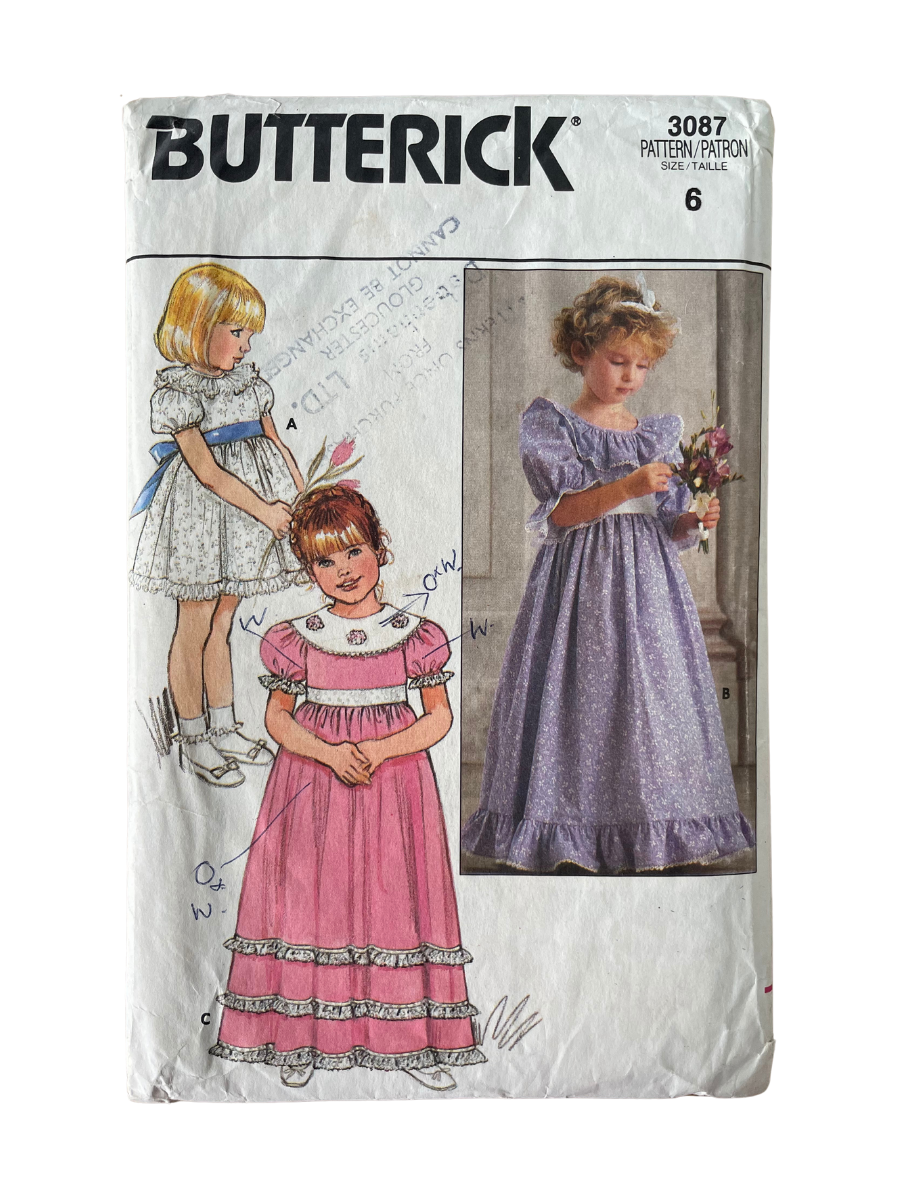 Butterick 3087 Child Size 6 Bridesmaid Dress Party Dress