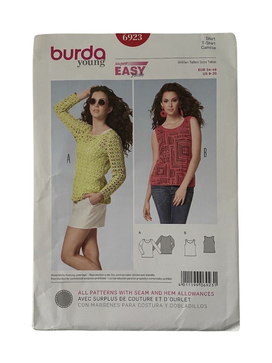 Burda 6923 Womens Size 34-36 EU Top Tank Vest FF