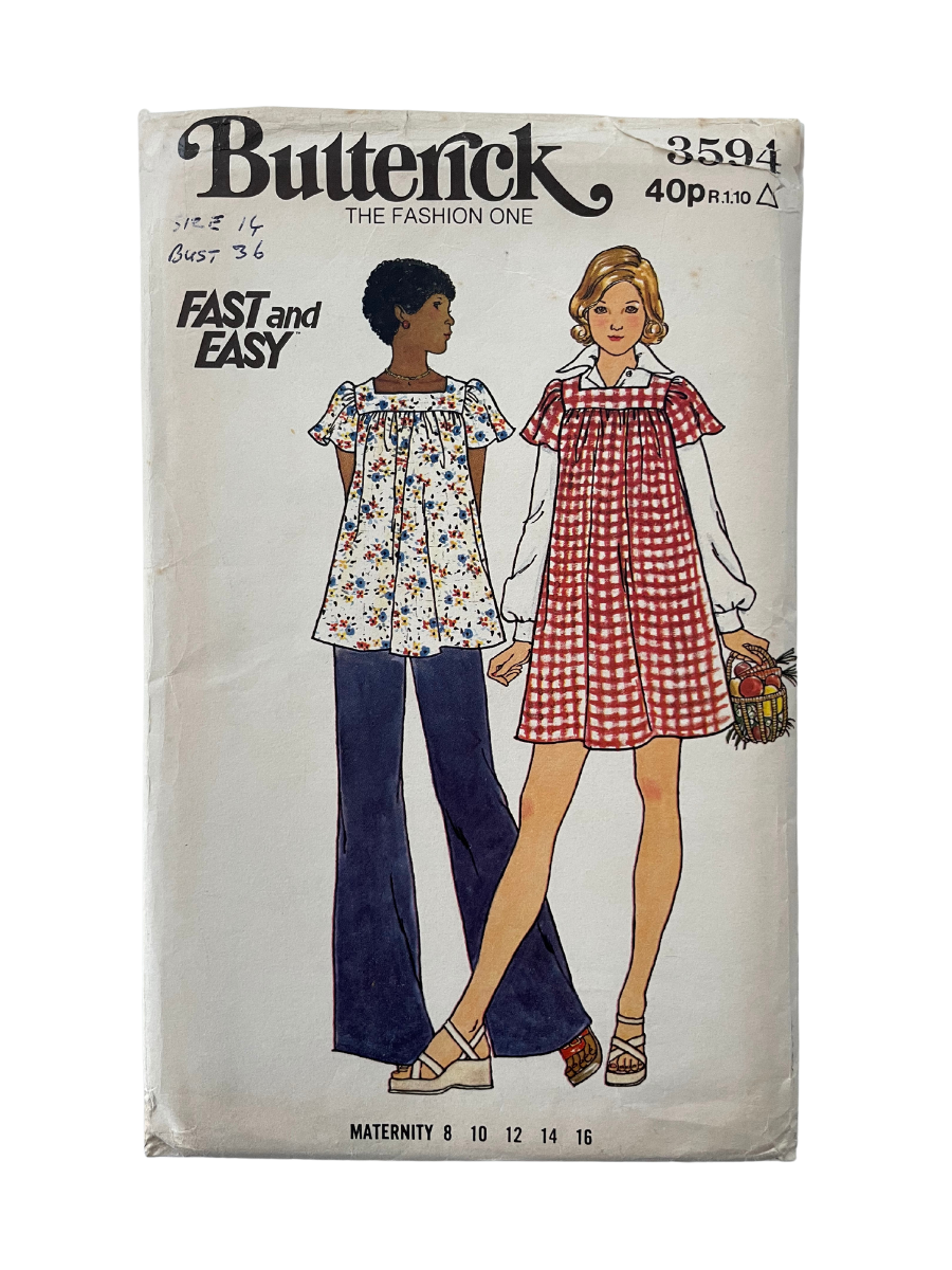 Butterick 3594 Size 14 Maternity Dress Top Trousers FF