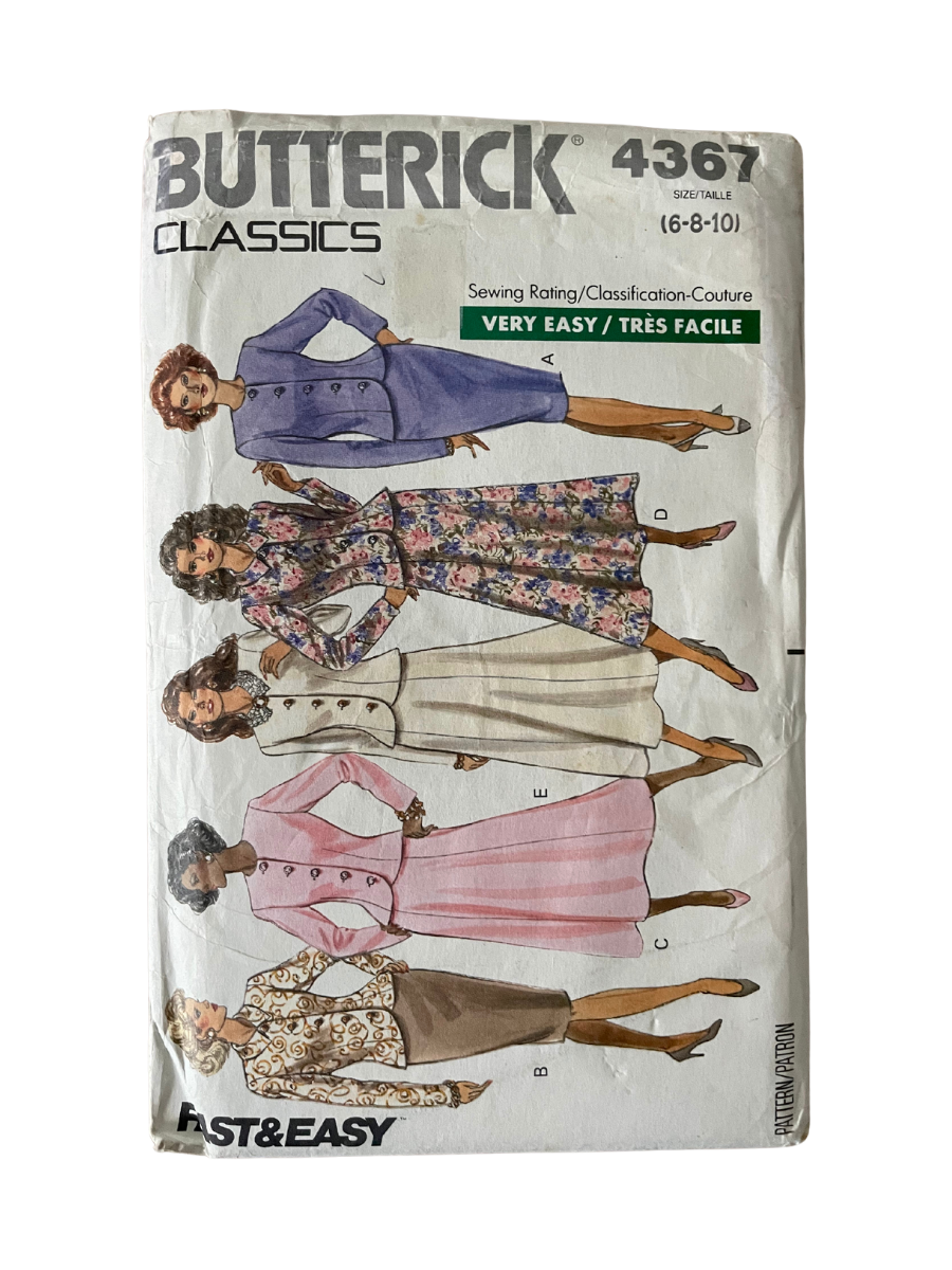 Butterick 4367 Womens Size 6-8 Petite Jacket Skirt FF