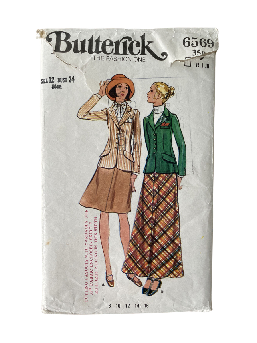 Butterick 6569 Womens Size 12 Jacket Skirt *