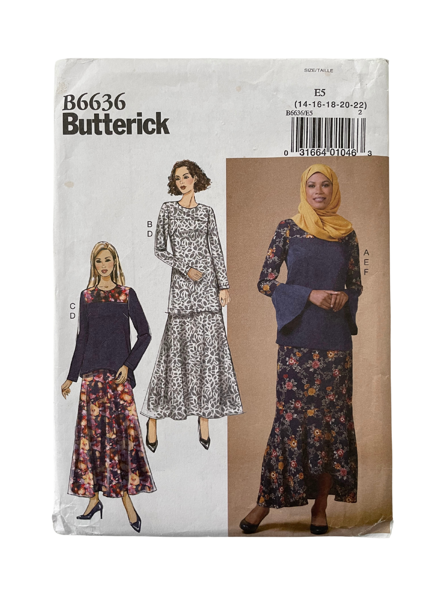 Butterick B6636 Womens Size 14-22 Top Skirt FF