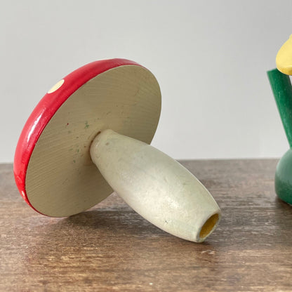 Vintage Wooden Gnome Sewing Caddy – Darning Mushroom, Tape &amp; Thimble – FOREIGN