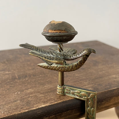 Victorian Cast Brass Sewing Bird Clamp – c.1860 Ornate Pincushion Clamp