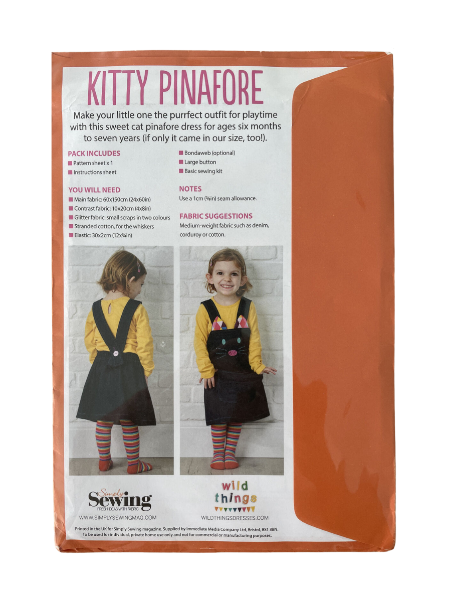 Simply Sewing Kitty Pinafore Size 6mths -7 Years FF