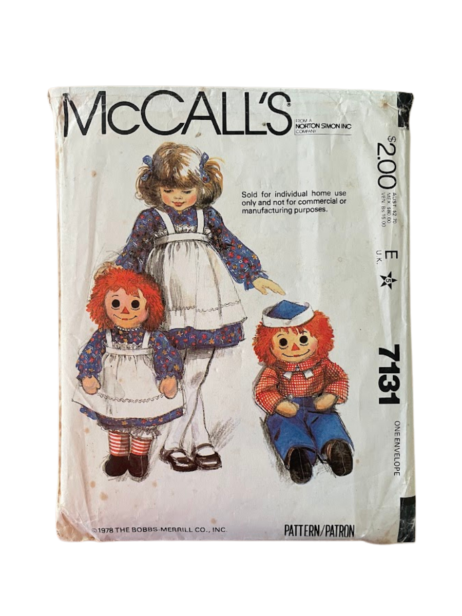 McCalls 7131  Rag Dolls Size 36&quot;