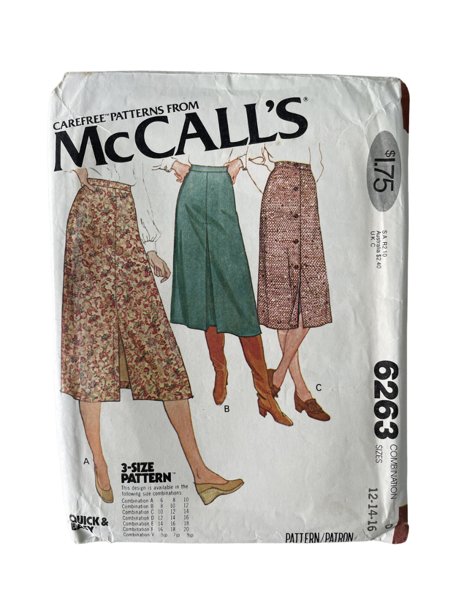 McCalls 6263 Womens Size 12-16 Skirt *