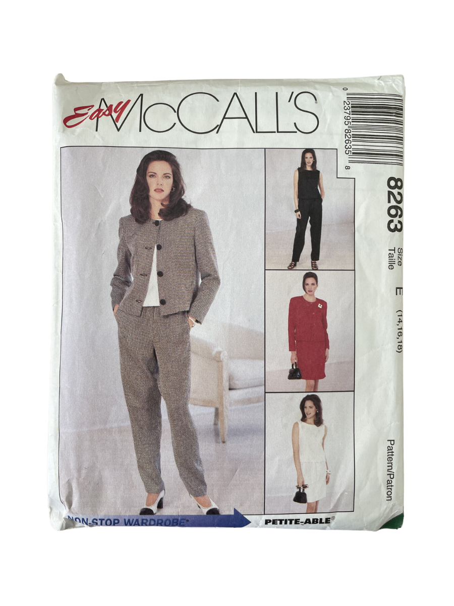 McCalls 8263 Womens Size 14 Jacket Top Dress Trousers Skirt *