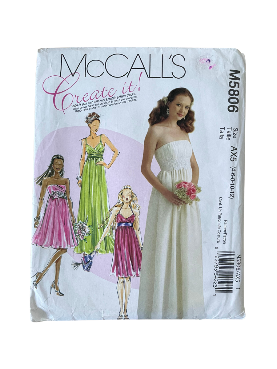 McCalls M5806 Womens Size 4-10 Bridesmaid Prom Dress FF