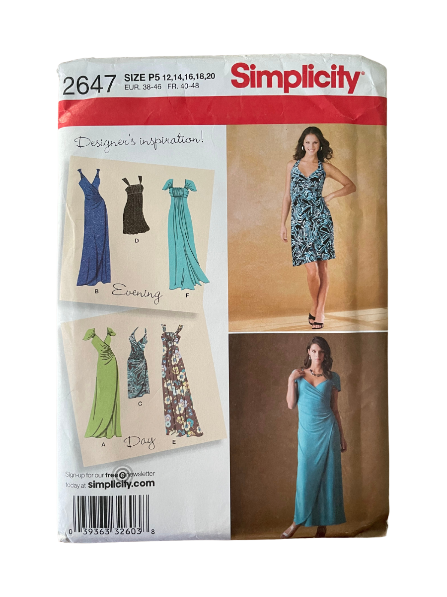 Simplicity 2647 Womens Size 12-20 Dress Maxi Dress FF