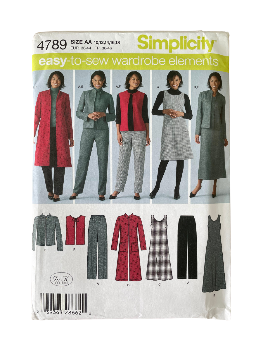 Simplicity 4789 Womens Size 10-18 Trousers Jacket Dress FF