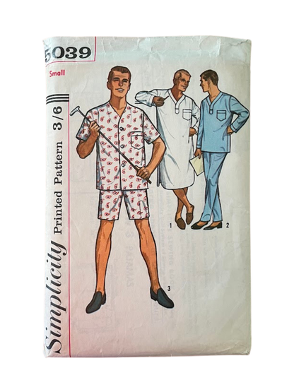 Simplicity 5039 Mens Size S Pyjamas Nightshirt