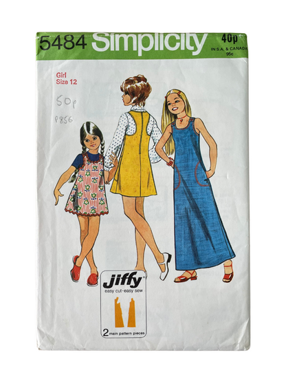 Simplicity 5484 Girls Size 12 Dress Pinafore