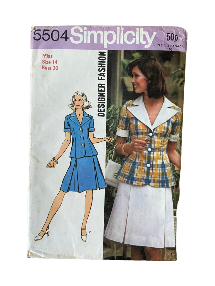 Simplicity 5504 Womens Size 12 Petite Top Jacket Skirt FF