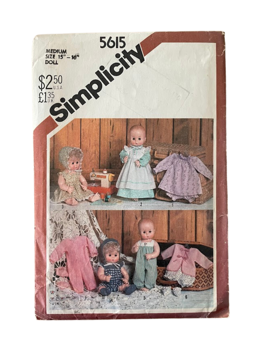 Simplicity 5615 Dolls Wardrobe Size 15-16&quot;