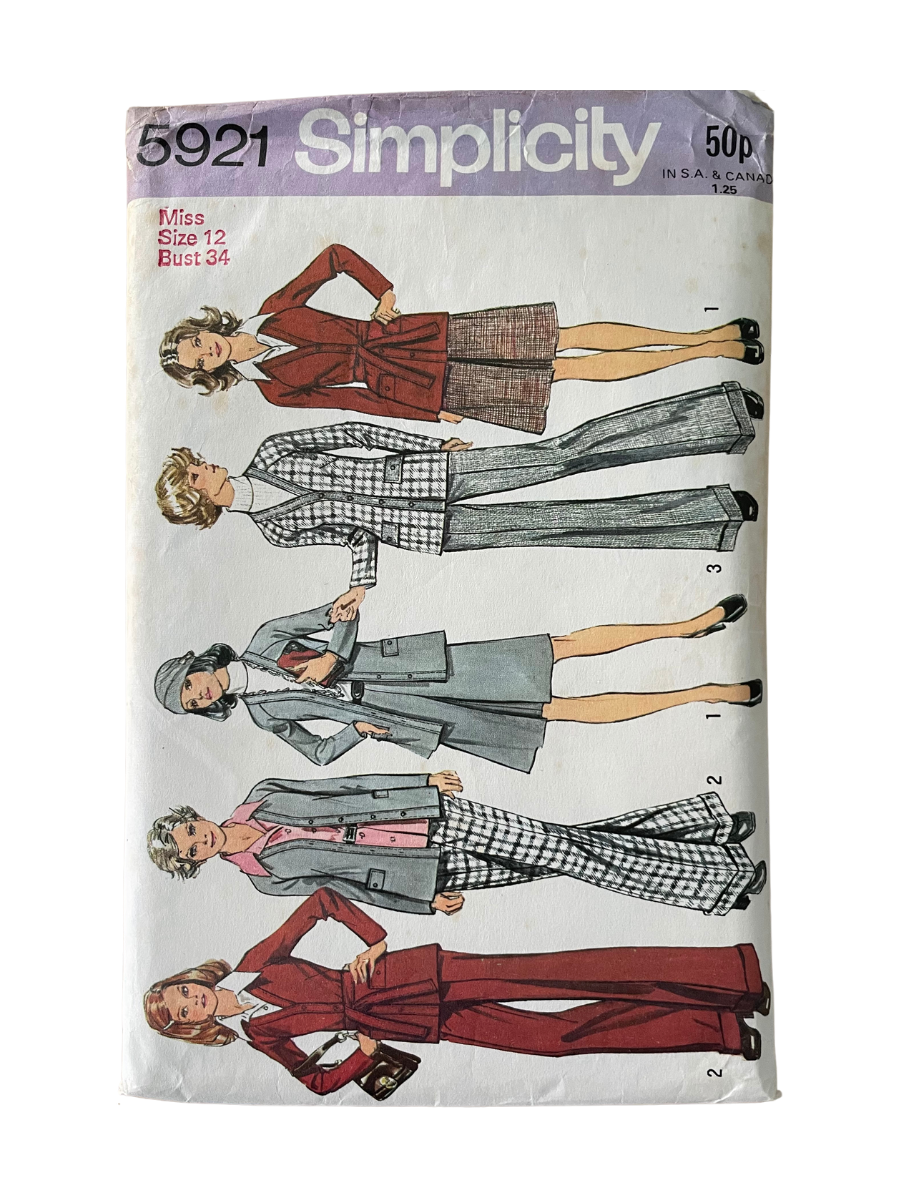 Simplicity 5921 Womens Size 12 Jacket Skirt Trousers