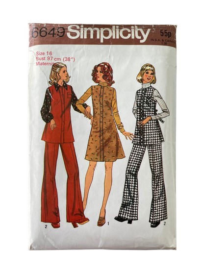 Simplicity 6649 Womens Size 16 Maternity Top Pant  FF