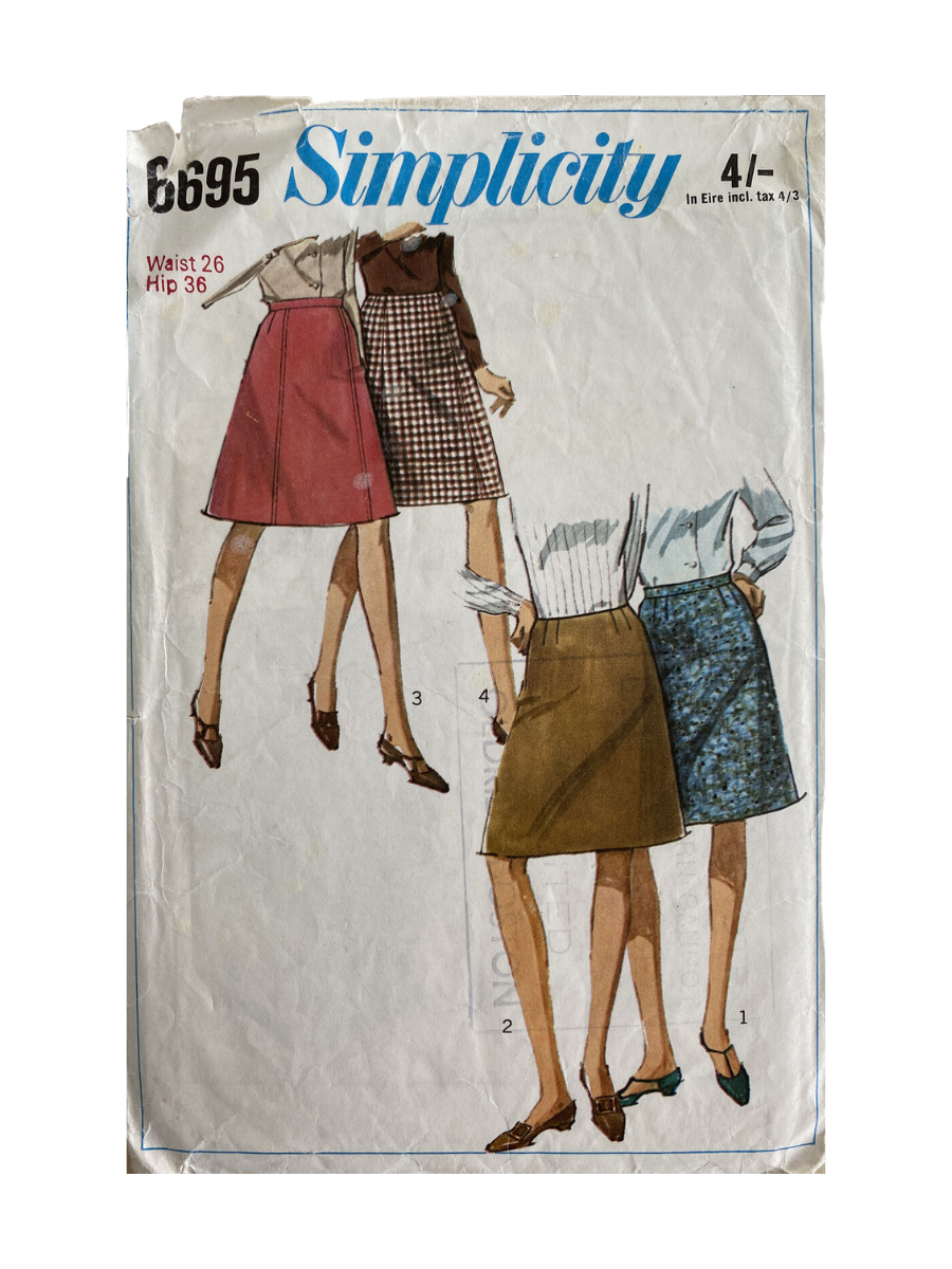 Simplicity 6695 Womens Waist 26” Skirt *