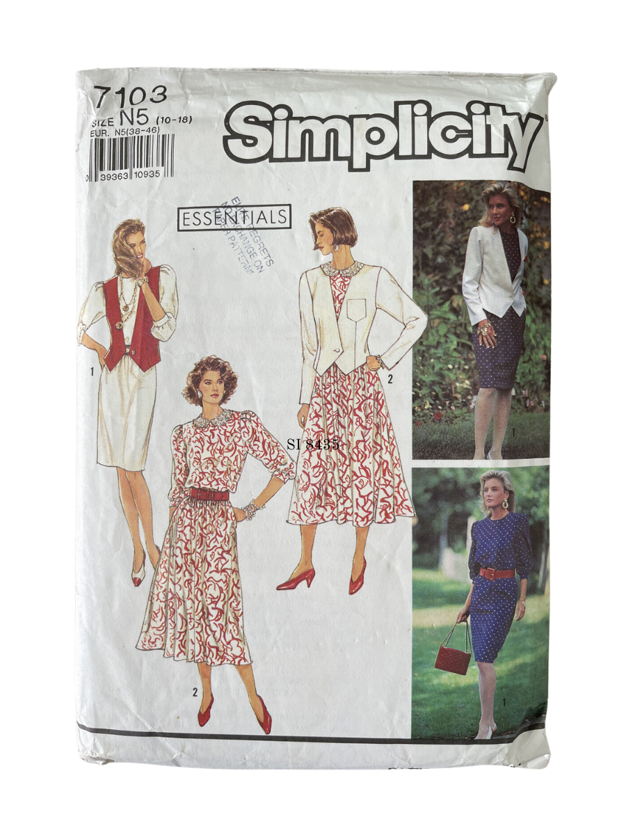 Simplicity 7103 Women Size 10-16 Petite Dress Skirt Jacket Top *