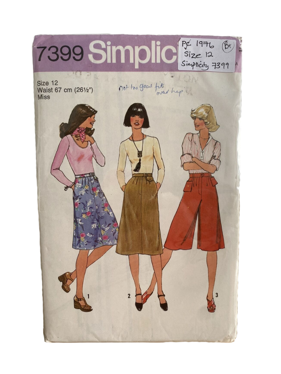 Simplicity 7399 Womens Size 12 Skirt Culottes *