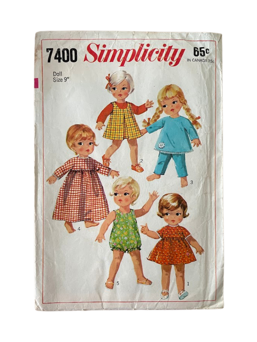 Simplicity 7400 Dolls Wardrobe Size 9&quot;