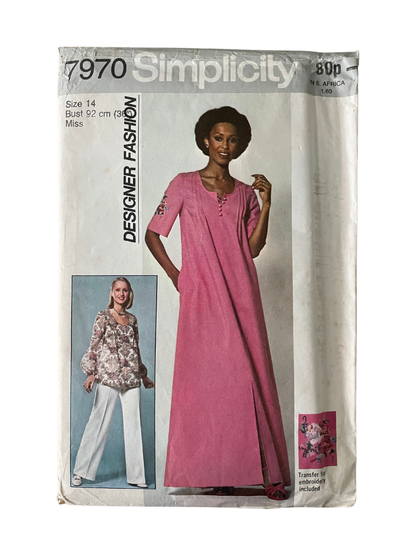 Simplicity 7970 Womens Size 12 Caftan Top Trousers FF