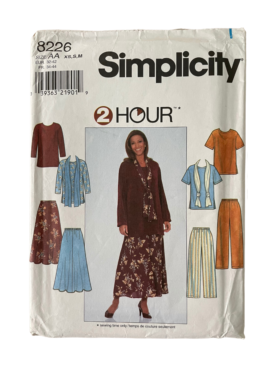 Simplicity 8226 Womens Size XS-M Top Skirt Trousers Scarf FF