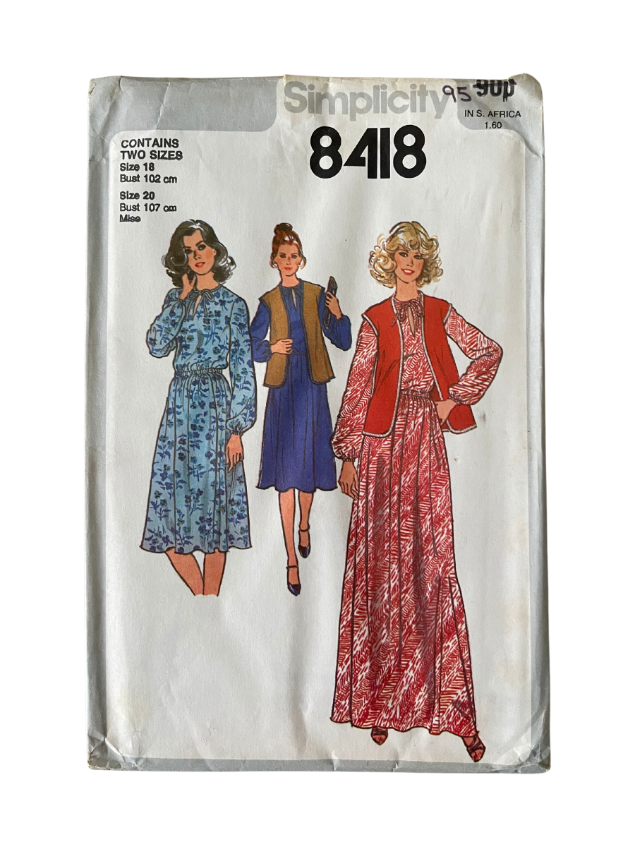 Simplicity 8418 Womens Size 16-18 Dress Waistcoat FF