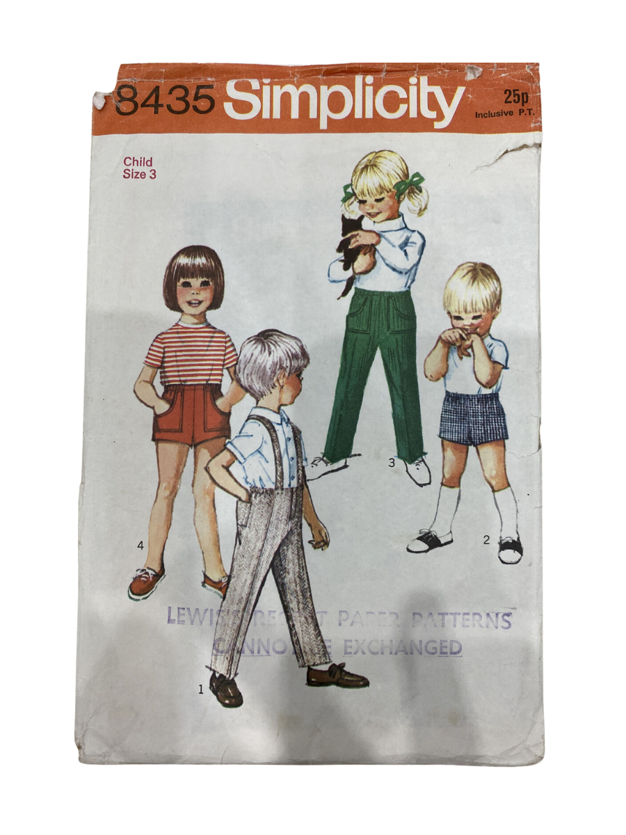 Simplicity 8435 Child Size 3 Shorts Trousers *