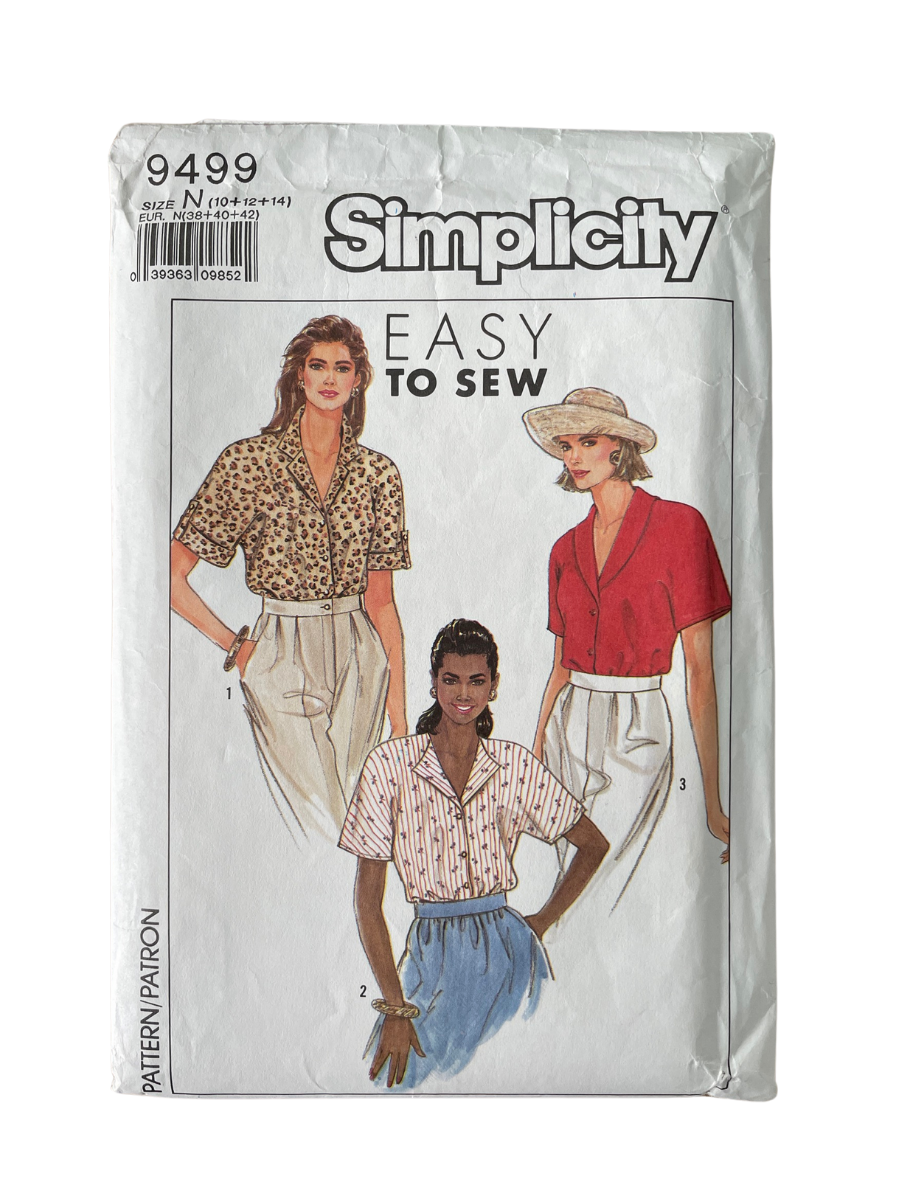 Simplicity 9499 Womens Size 10-14 Blouse Shirt Top *