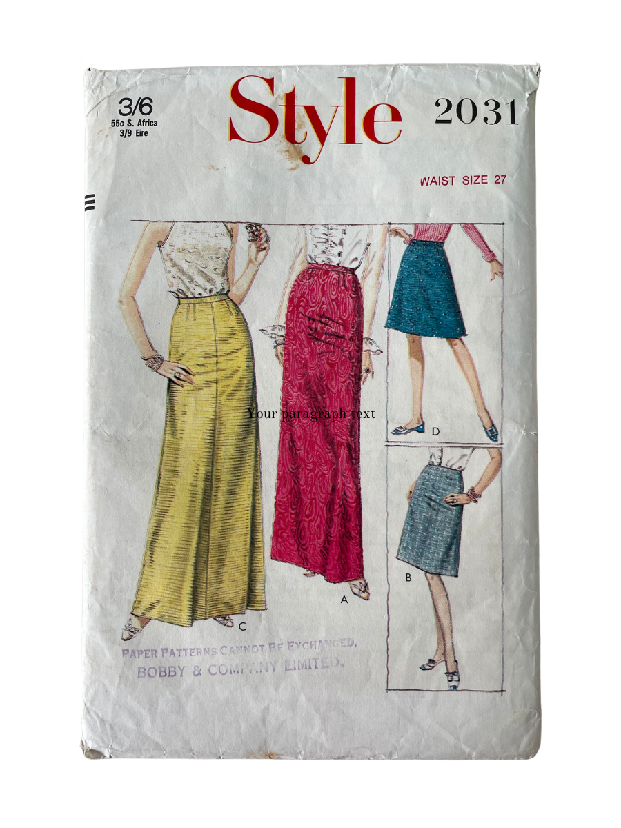 Style 2031 Womens Waist 27” Maxi Skirt Knee Skirt