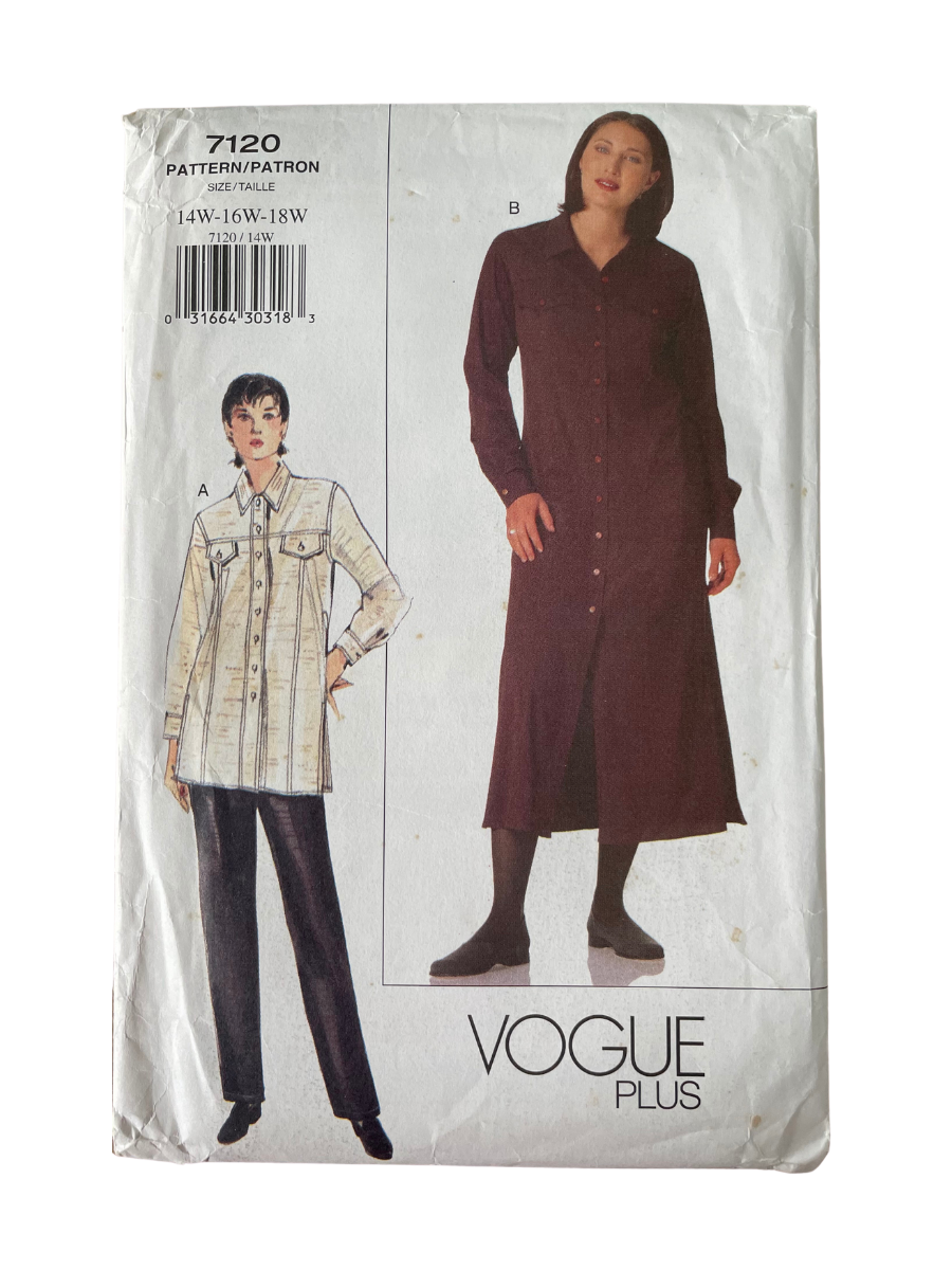 Vogue 7120 Womens Size 14-18 Petite Shirt Dress Trousers FF