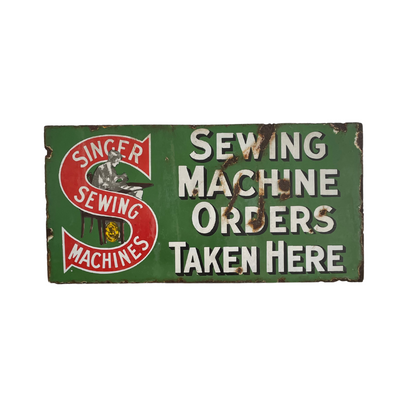 Antique Singer Shop Advertising Enamel Sign