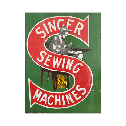 Antique Singer Shop Advertising Enamel Sign