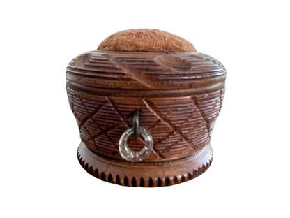 Exquisite 19th Century Carved Treen Pin Cushion