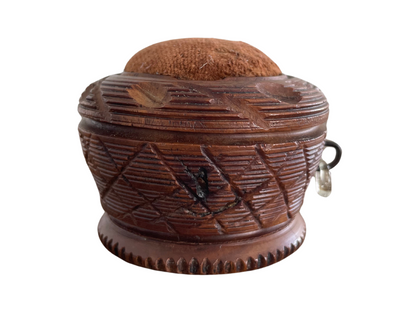 Exquisite 19th Century Carved Treen Pin Cushion