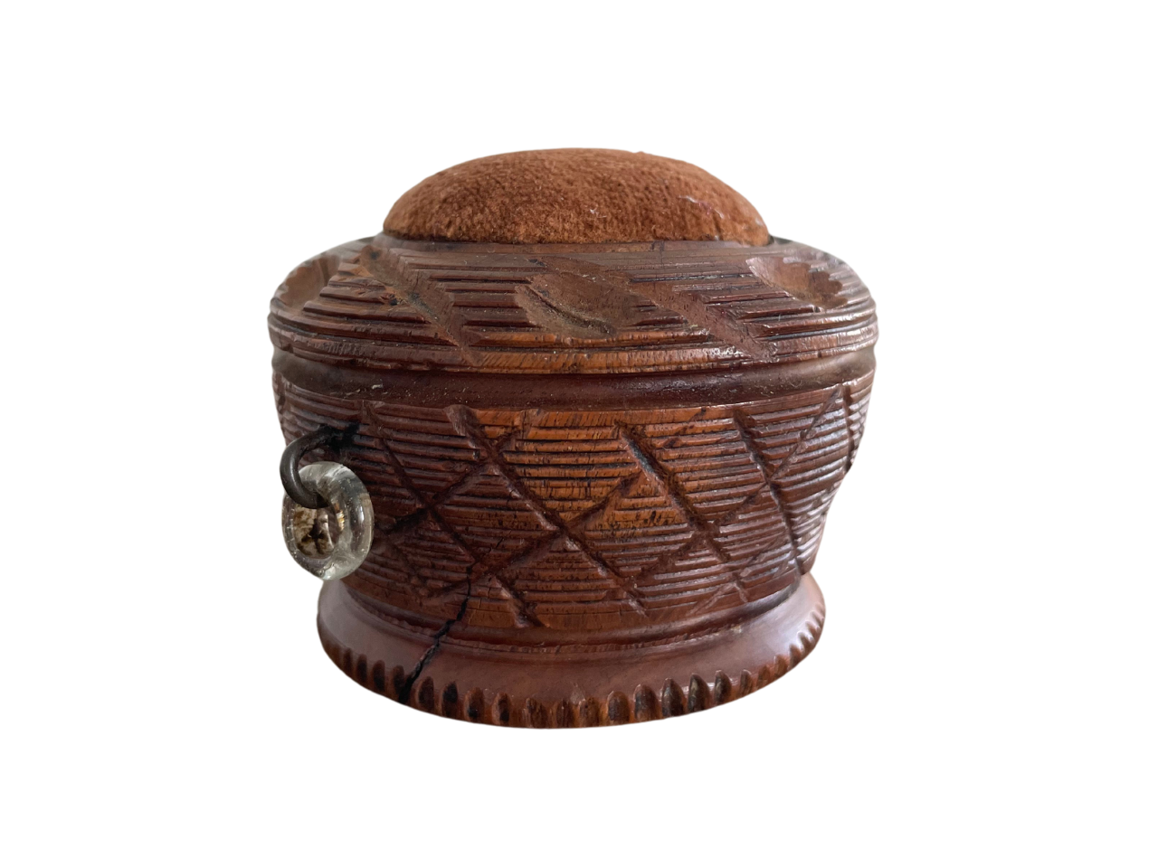 Exquisite 19th Century Carved Treen Pin Cushion